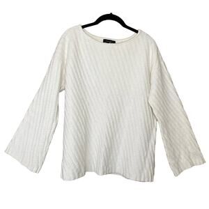 Ann Taylor Alpaca Wool Sweater Wide Sleeve Ivory Size Small
